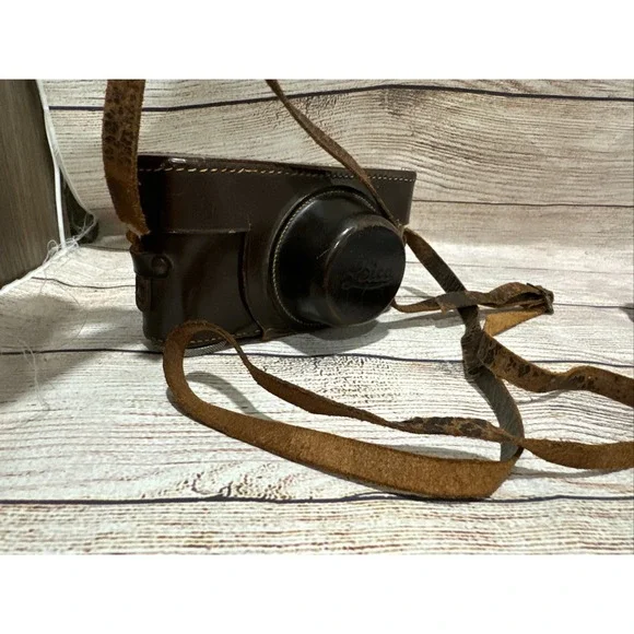 Vintage Brown Leather Film Camera Case with Strap Germany for Leica